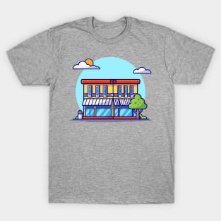 Street Café Building Cartoon Vector Icon Illustration T-Shirt